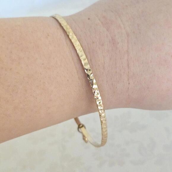 Cato Hammered Gold Tone Oversized Bangle Bracelet - Picture 4 of 4